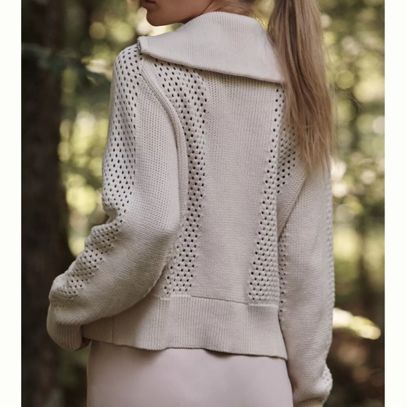 NEW Varley Farina Knitted Full Zip Mid Layer‎ Sweater Beige Size L - Picture 2 of 10